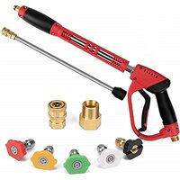 5000 PSI High Pressure Washer Gun, with Replacement Extension Wand, 5 Nozzle Tips Set, Power Washer Gun with 1/4'' Quick-Connect M22 15mm or M22 14mm Fitting, 40 Inch