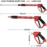 5000 PSI High Pressure Washer Gun, with Replacement Extension Wand, 5 Nozzle Tips Set, Power Washer Gun with 1/4'' Quick-Connect M22 15mm or M22 14mm Fitting, 40 Inch