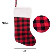 Christmas Stockings - 41.91 cm red and black buffalo plaid Christmas stockings decorated with plush cuffs for family holiday Christmas party decorations, 3 pieces