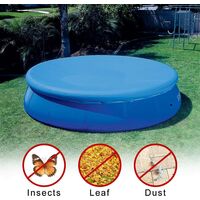 183 cm round waterproof swimming pool cover with rope ties, resistant to water resistance dust, easy to use install for inflatable pools, blue
