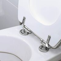 18 Piec & egrave; s Hinge Toilet Seat Fixings, Toilet Seat Fixing With Chrome Hinges Suitable for; Wooden, Metal or Plastic Toilets