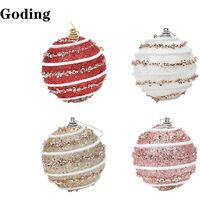 Christmas Ornaments Colorful Balls Christmas Tree Decoration 8CM Hanging Ball Festival Decoration Supplies-Champagne