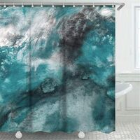 Abstract Watercolor Shower Curtain, Art Painting Fabric Bathroom Curtains Set with Hooks Bathroom Decoration 72x72 Inches, Turquoise Teal and Green