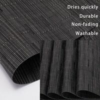 Heat Resistant PVC Placemats Washable Woven Vinyl Non-Slip Table Mat for Kitchen Dining Table, Set of 6 (Black)
