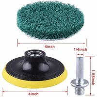 9 Pieces 4 Inch Scouring Pads Power Brush Drill Tile Scouring Pads Cleaning Kit Includes 3 Types of Replacement Abrasive Polishing Pads and 1 Attachment Hook for Home Cleaning
