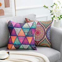 Cushion Covers 45 x 45cm Throw Pillow Cases Bohemian Mandala Floral Pillowcases Cotton Linen Square Outdoor Decorative Modern Hippy Art Pillow Covers for Couch Sofa Pack of 4