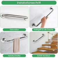 30cm Bathroom Handrail Grab Bar for Bathtub, Anti-Slip Pattern Stable and Reliable, Thicken Stainless Steel Chrome Grab Handles, Safety Hand Rail, for Bathroom Toilet Kitchen Stairs