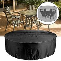 Garden Furniture Covers Round Garden Table Cover Waterproof Heavy Duty 210D Oxford Fabric Patio Outdoor Circular Table Cover Windproof Anti-UV Rip Proof (230 * 110cm)