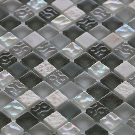 Mosaïque Marbre et Verre Glacier Gris - vendu par carton de 0.92 m²