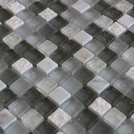 Mosaïque Marbre et Verre Glacier Gris - vendu par carton de 0.92 m²