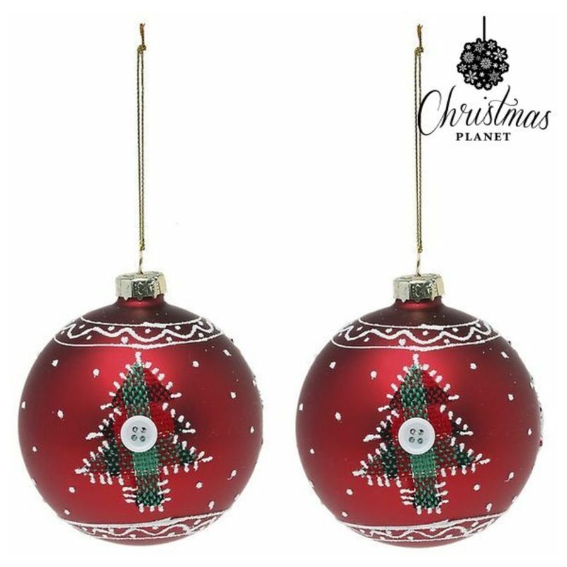 Bolas de Navidad 8 cm (2 uds) Cristal Rojo 8422259451785 S1107268 BigBuy Christmas