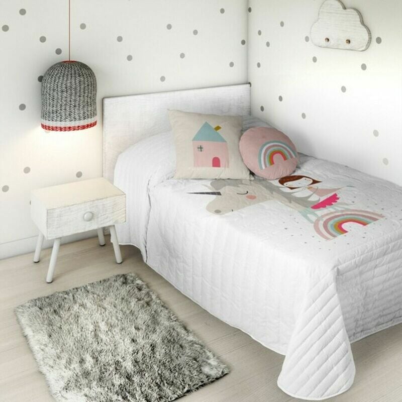 Colcha Reversible Haciendo el indio unicorn white cama de 90 180 x 260 cm 8434211709919 s2802113