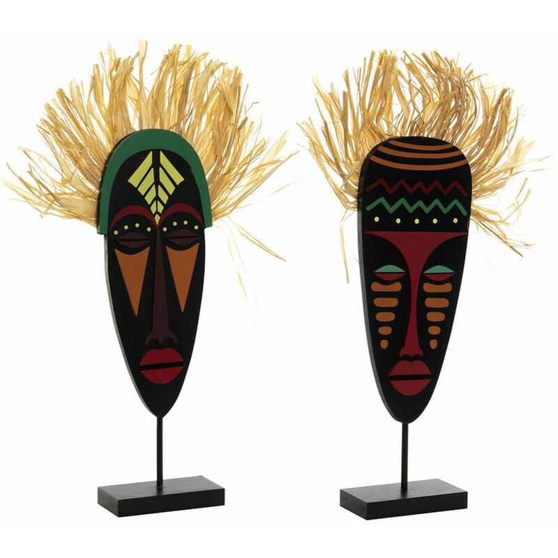 Figura Decorativa DKD Home Decor Fibra Máscara Madera MDF (2 pcs) (20 x 5 x 40 cm) 8424001576401 S3021293 DKD Home Decor