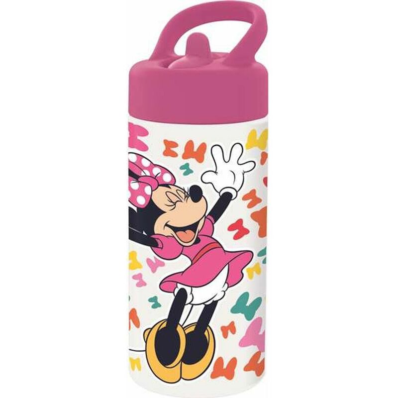 Botella Minnie Mouse lucky 410 ml agua deportiva con pajita y asa incorporada rosa 8412497421015 s4305069