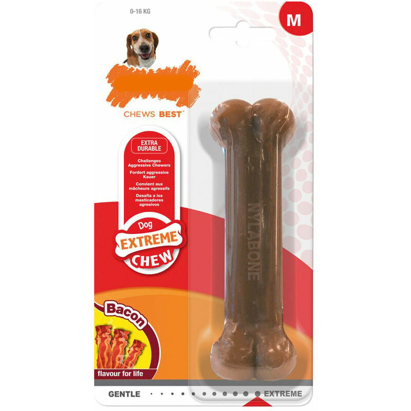 Mordedor de perro Nylabone Dura Chew Bacon Talla M Nylon 0018214816232 S6100994 Nylabone