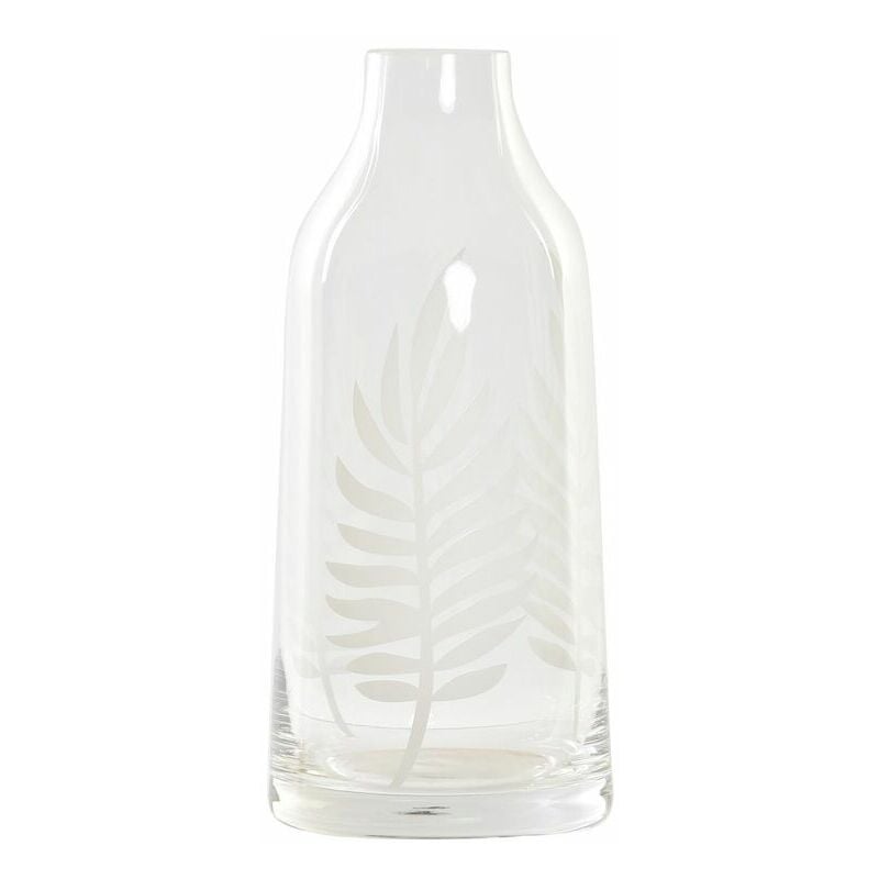 Dkd Home Decor cristal transparente blanco tropical hoja planta 9 x 20 cm 8424001968237 s3031026