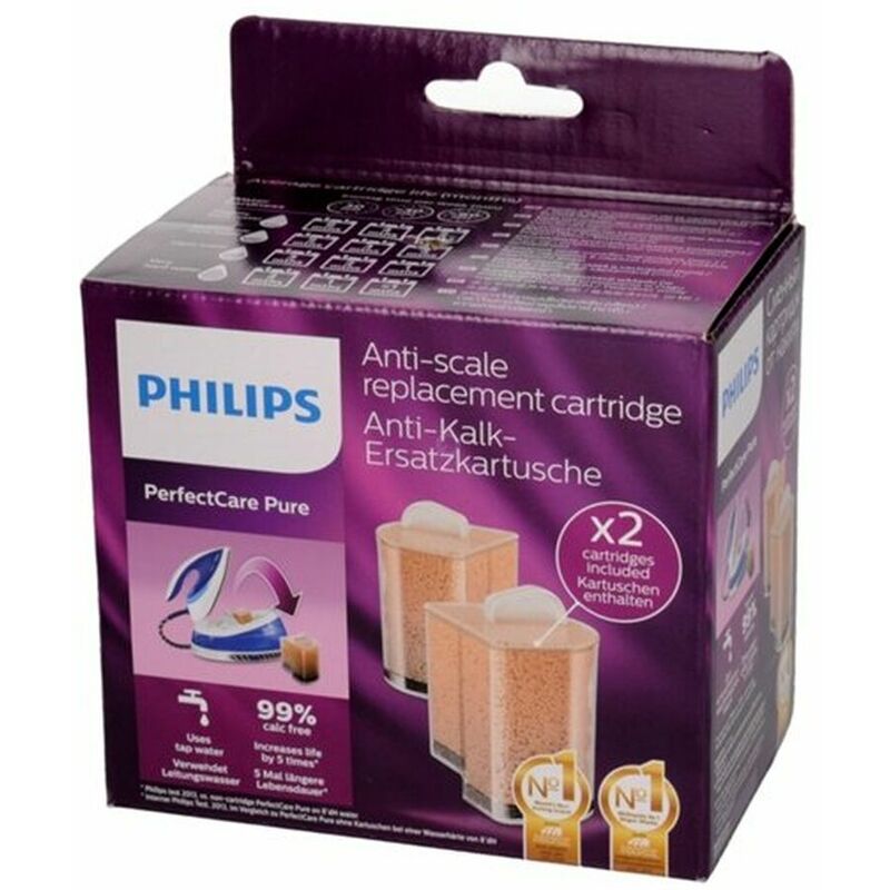 elimina el 99% de la cal paquete con 2 cartuchos Philips GC002/00 Cartucho antical PerfectCare Pure 
