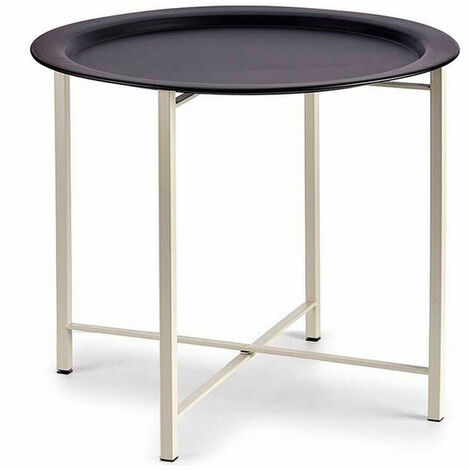 Mesa Auxiliar Negro Blanco Metal 52 X 44 X 52 Cm S Gift Decor