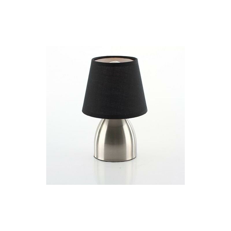 Lampe de chevet touch pied en métal abat jour noir