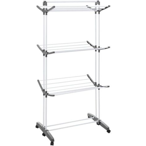 Five – Etendoir à linge modulable en acier inoxydable 24m – Supporte jusqu'à 40 kg – Dimensions L 170,7 x P 66,5 x H 152,3 cm – Roulettes pour déplacement facile - 5five (1/10)