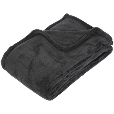 Plaid Microfibre Gris foncé 125 x 150 cm - Atmosphera