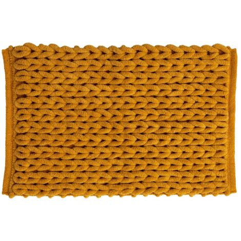 Tapis de bain tressé épais Jaune moutarde 50x75 cm (1/5)