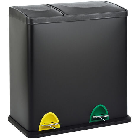 SVITA TC2Combo35 Mülleimer 35 Liter 12+23l Treteimer Trennsystem Küche Schwarz