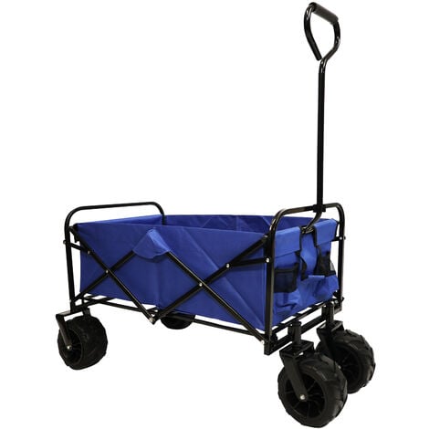 SUNNY Billy Beach Wagon Bollerwagen in Blau Kinder Handwagen aus Holz mit  Luftreifen Belastbar bis 100 kg