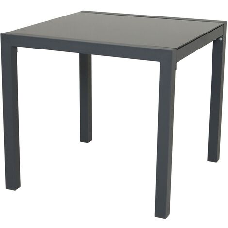 SVITA Gartentisch aus Aluminium mit Glasplatte Balkon-Tisch Gartenmöbel Grau