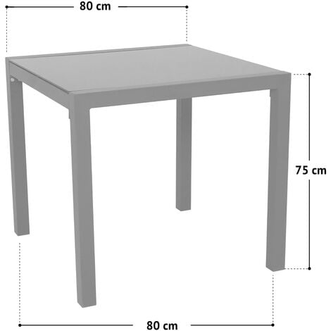 SVITA Gartentisch aus Aluminium mit Glasplatte Balkon-Tisch Gartenmöbel Grau