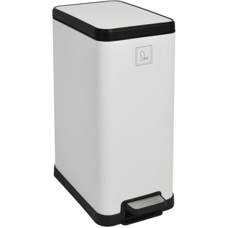 SVITA STM15 Mülleimer Treteimer 15l inkl. Inneneimer Softclose-Deckel Weiß