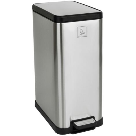 SVITA STM15 Mülleimer Treteimer 15l inkl. Inneneimer Softclose-Deckel Silber