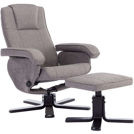 SVITA Charles Relaxsessel Hocker Sessel Fernsehsessel Drehsessel Polyester Holz Grau