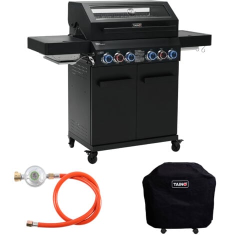 TAINO PLATINUM YAMARA DARK 4+2 Gasgrill Stahl 4 Brenner Sear-Burner Backburner mit Abdeckhaube