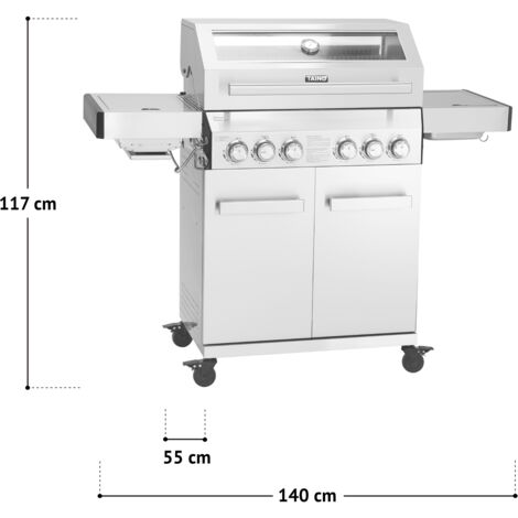 TAINO PLATINUM YAMARA 4+2 Gasgrill Edelstahl 4 Brenner Sear-Burner Backburner mit Abdeckhaube