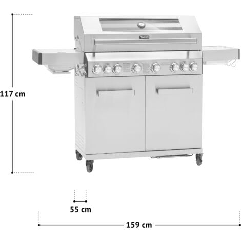 TAINO PLATINUM YAMARA 6+2 Gasgrill Edelstahl 6 Brenner Sear-Burner Backburner mit Abdeckhaube