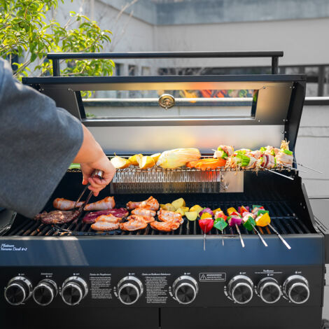 TAINO PLATINUM YAMARA DARK 6+2 Gasgrill Stahl 6 Brenner Sear-Burner Backburner mit Abdeckhaube