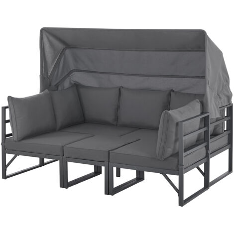 SVITA MAUI GartenmöbelLoungeSet mit Dach OutdoorSofa Strandkorb