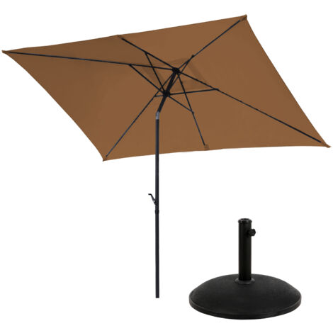 SVITA Sonnenschirm Set mit Schirmständer 3x2m Balkonschirm rechteckig Taupe