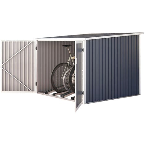 HATTORO Fahrradgarage Bicycle Fahrradhaus Fahrradbox Bike Box 5,6m³ Metall Dunkelgrau