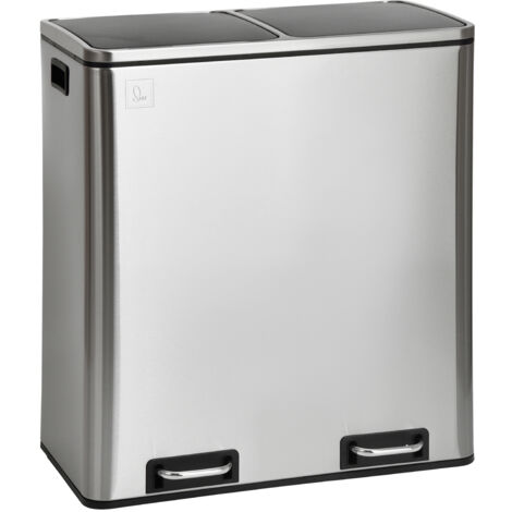SVITA TM2X30 Treteimer 60 Liter Abfalleimer Küchen-Ordnung Silber