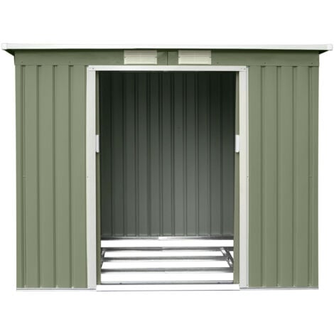 HATTORO P100 Metall Gerätehaus Geräteschuppen Pultdach Grün