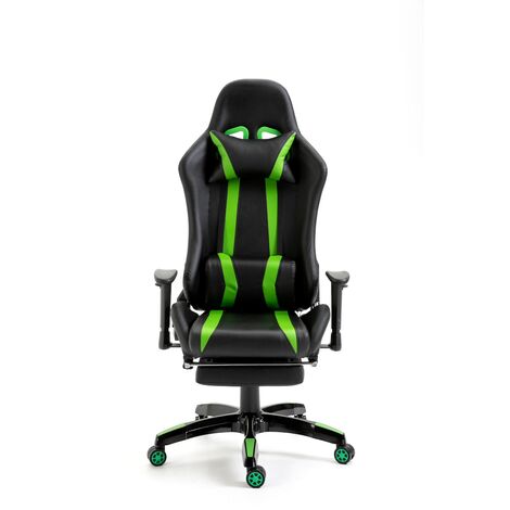 SVITA Gaming Stuhl Bürostuhl Schreibtischstuhl Drehstuhl Fußablage  ergonomisch schwarz grün