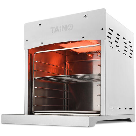 TAINO XXL Hochleistungsgrill Gas bis 800°C mit Pizzastein Edelstahl Silber (1/5)