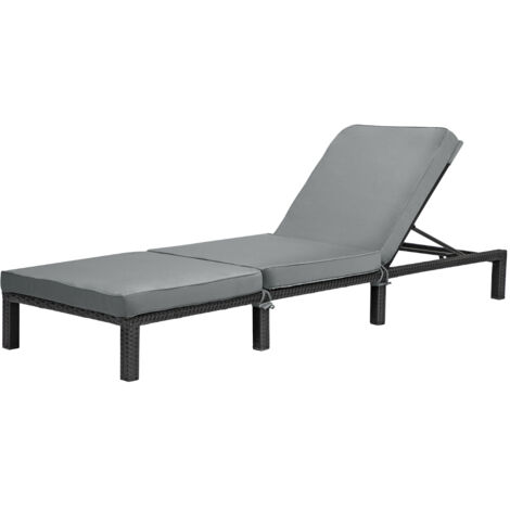 SVITA PEACH Gartenliege Sonnenliege Polsterauflage Klappbar Polyrattan Schwarz