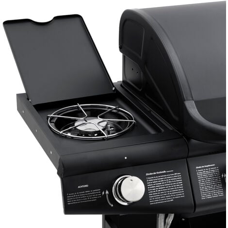 TAINO RED 4+1 Gasgrill BBQ GRILLWAGEN Edelstahl Brenner+ Seitenkocher Schwarz