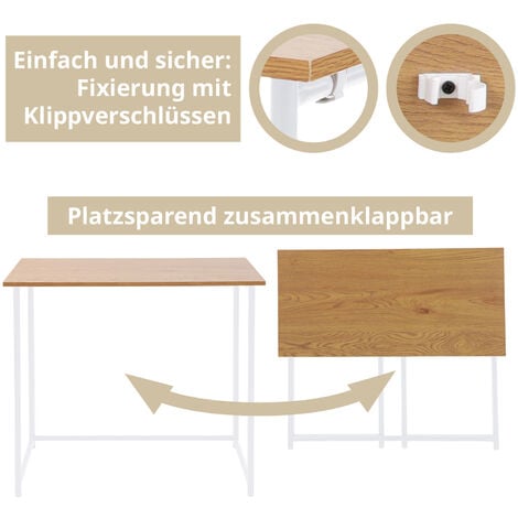 SVITA Schreibtisch Klappbar Schmal Platzsparend Mehrzweck-Computertisch 80x40x76cm Eiche
