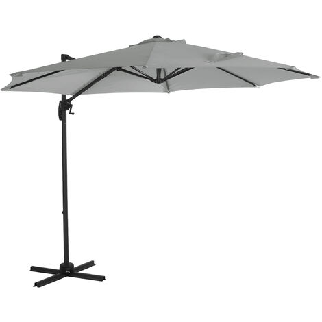 SVITA Sonnenschirm Ampelschirm Garten Terrasse Outdoor 360° Schirm Aluminium drehbar kippbar Gartenschirm Gartenmöbel Hellgrau