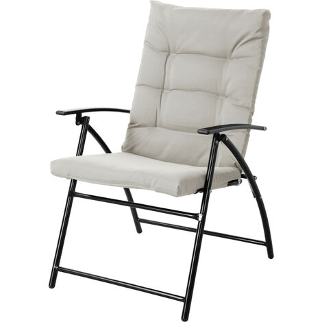 SVITA VENTURA Sitzgruppe 3-tlg. gepolstert Klappstühle Klapptisch Camping-Möbel Metall Beige