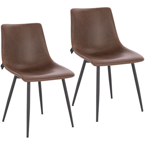 SVITA MILES 2er Set Esszimmerstühle Metallbeine Küchenstühle Kunstleder Braun (1/5)